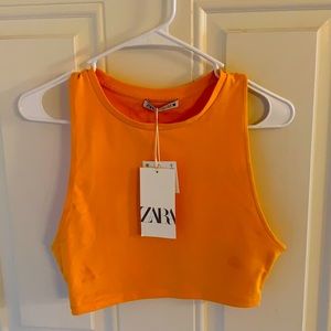 Orange Zara cropped t-shirt